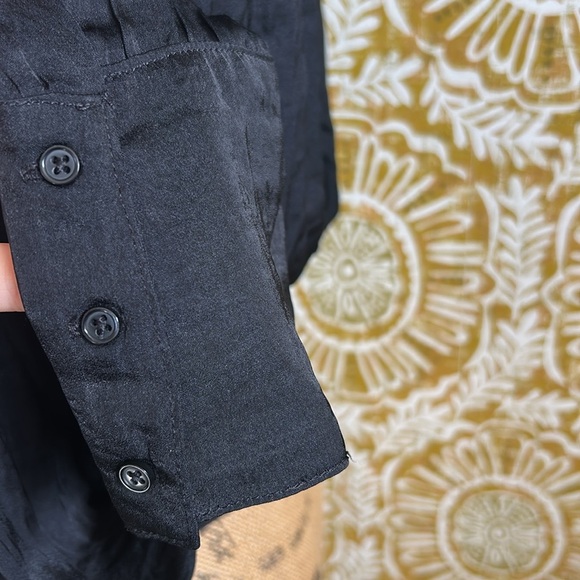 NWT Free People Meet Me There Tie Neck Button Front Blouse Top in Black size S - Picture 4 of 16